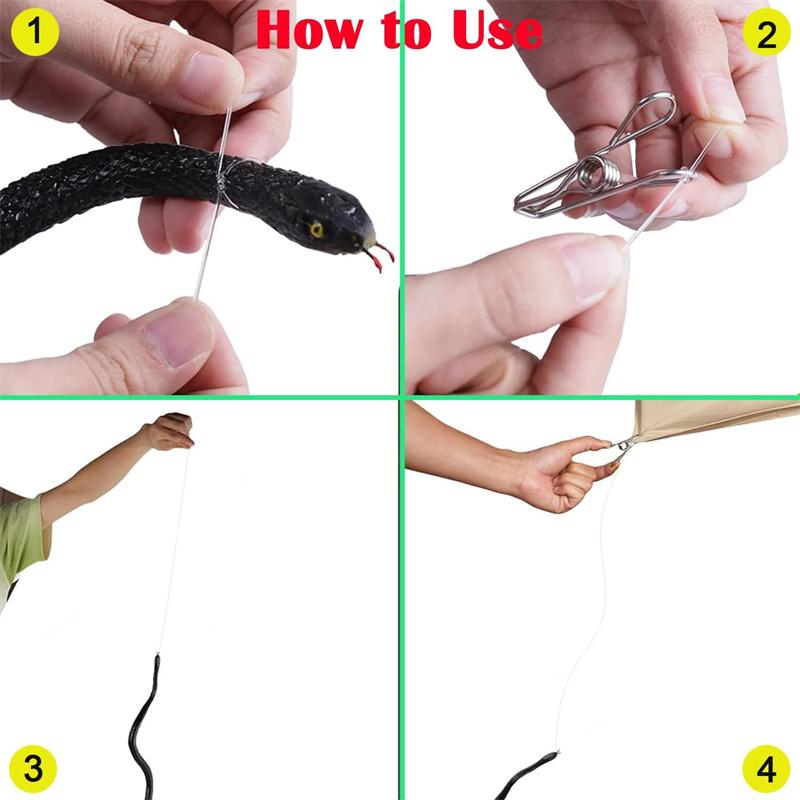 Snake Prank with String Clip Realistic Rubber Snake Prank for Teasing Friends Funny Prank Kit for Adults Prank Stuff