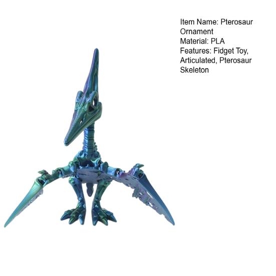 3D Printed Pterosaur Dino Skeleton with Articulated Joints Dinosaur Fidget Toy for Stress Relief Home Office Decor Executive Desk Toy