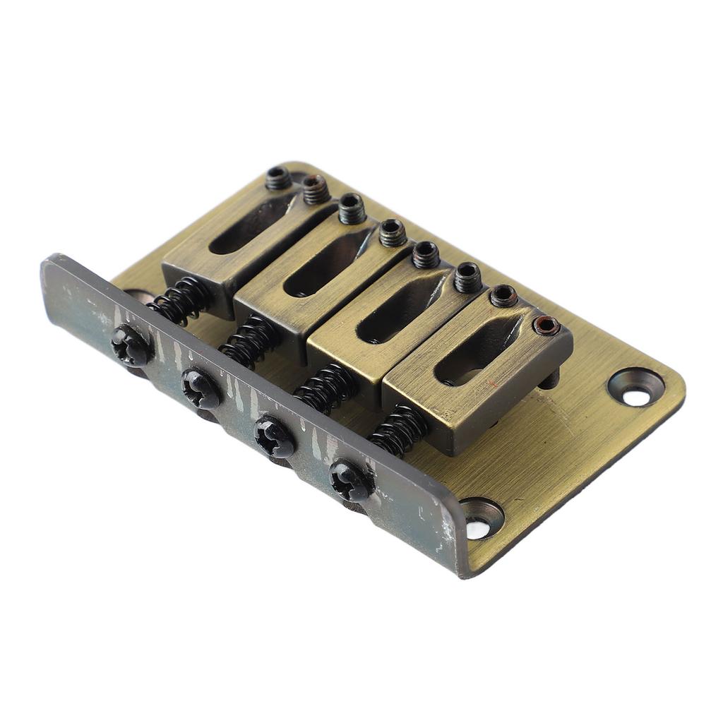 4 String Guitar Bridge Ukulele Bass Metal Bridge Replacement for Stringed Instruments Bronze Color