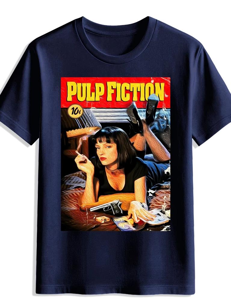 2026 Summer New Men's "Pulp Fiction" Pattern High-quality, Comfortable and Casual Printed Men's T-shirt