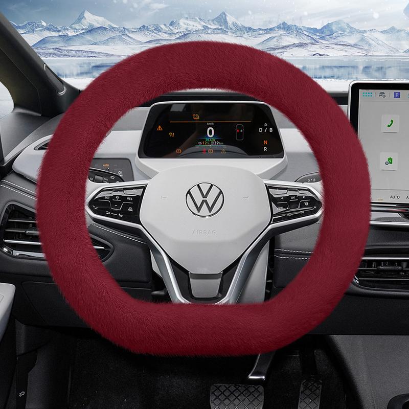 Подходит для плюшевой накладки на руль Volkswagen, теплая нескользящая защитная накладка на осень и зиму, Golf Tiguan Polo T-Roc Jetta Id.4 Id.3 Atlas