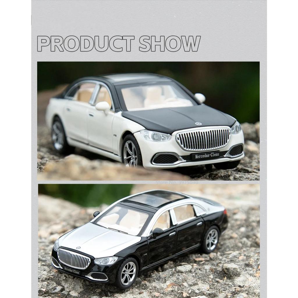1/32 Alloy Diecast Benz Maybach S680 Car Model Scale Toy High Simulation Vehicle Door Can Open Pull Back Collect Decorative Toys
