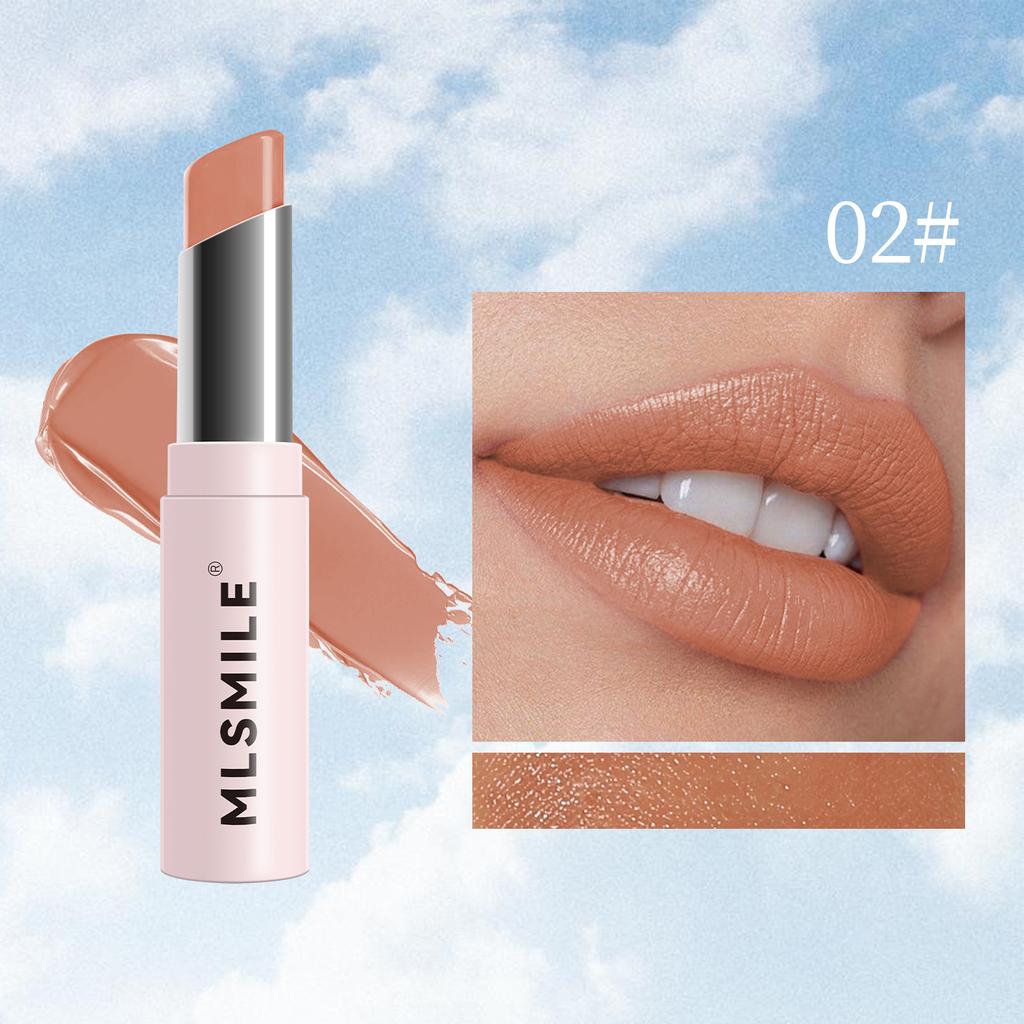 MLSMILE Pink Tube Lipstick, долговечная увлажняющая и увлажняющая помада, отбеливающая и легко окрашиваемая шестицветная помада
