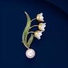 Simple Lily of The Valley Brooch, High-end Feminine Pearl Enamel Brooch, Niche Design Sense Brooch