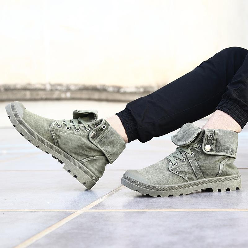 High Top Canvas Shoes Classic Contracted Brown Fashion Casual Climbing Hiking Lace Up Non -Slip Men Sneakers