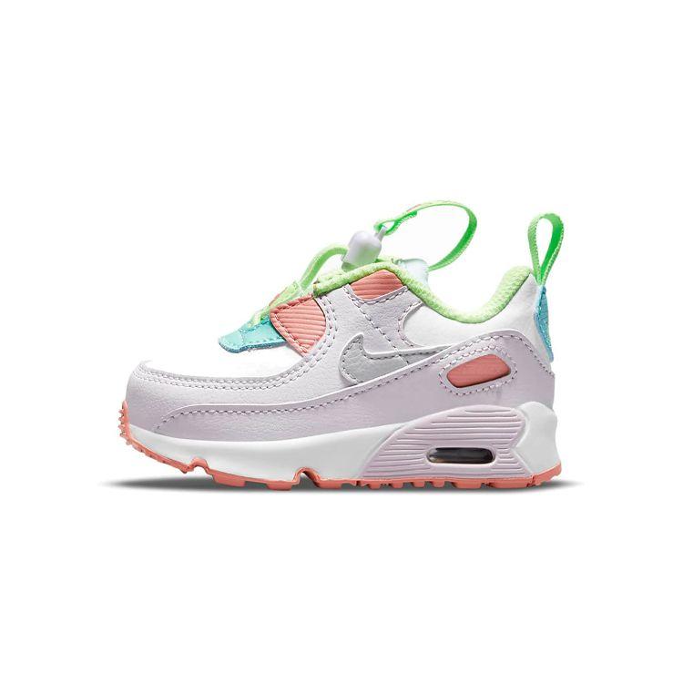 Nike Air Max 90 Toggle TD White Crimson Bliss Baby Sneakers Light-Violet Metallic-Platinum CV0065-102
