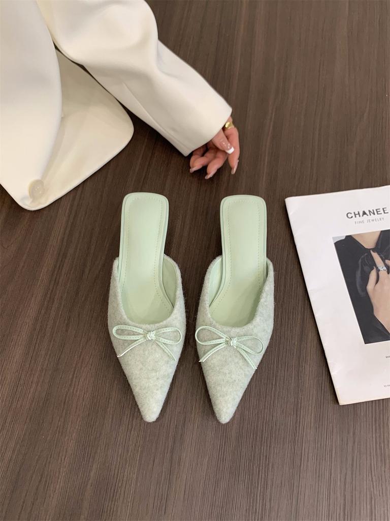 Французский темперамент замшевые туфли-мешки на голову полутапочки сказочные туфли 2025 новые весенне-летние туфли с острым носком полуподнос одинарные туфли