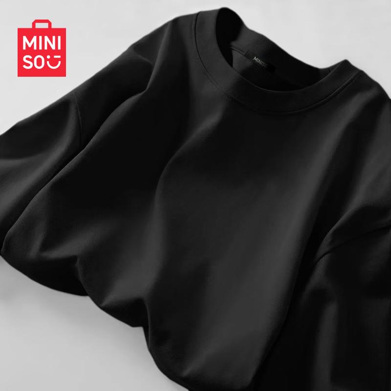 MINISO Женская хлопковая футболка свободного кроя с длинным рукавом
