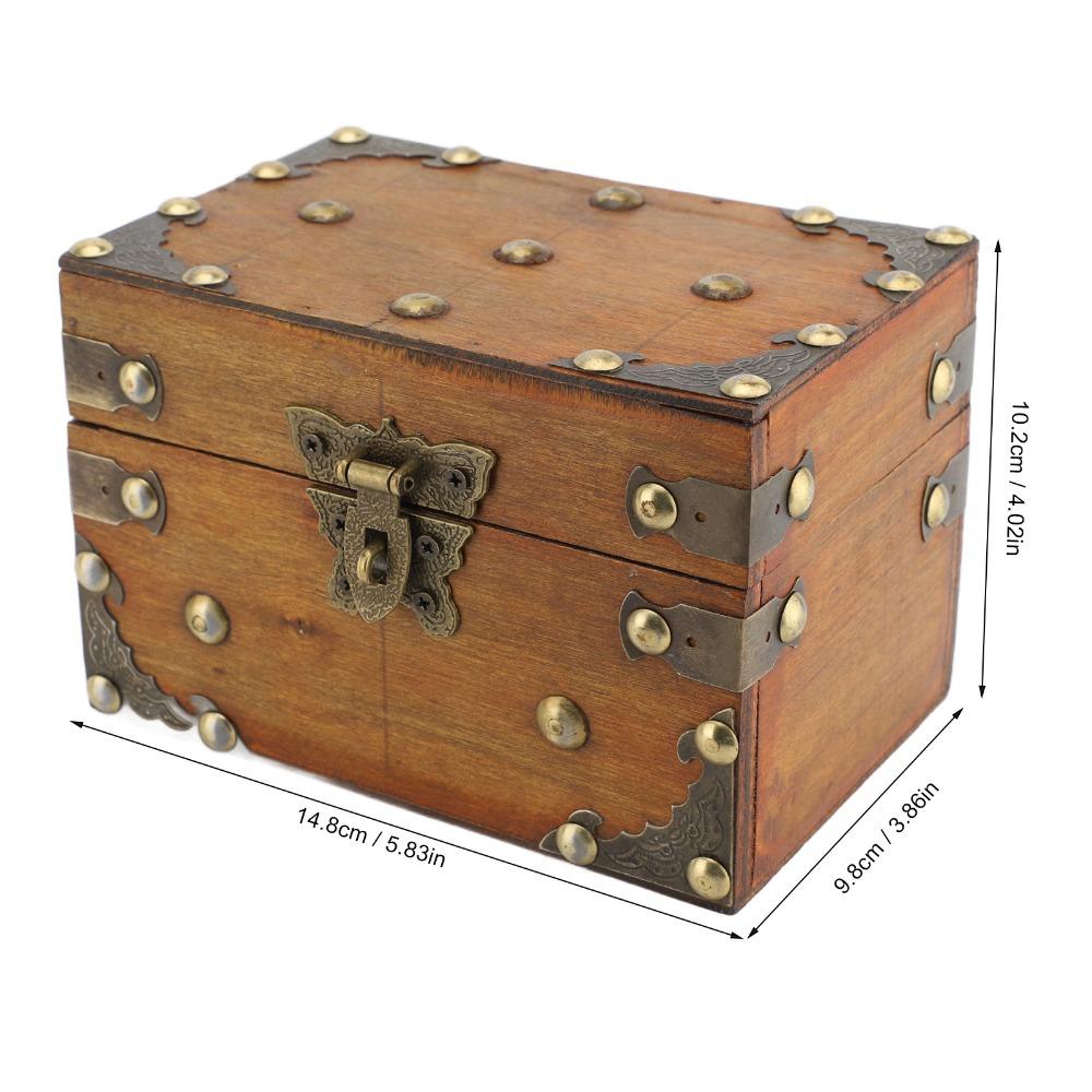 2pcs Wooden Retro Treasure Chest Combination Lock Keepsake Storage Box  Home Decor