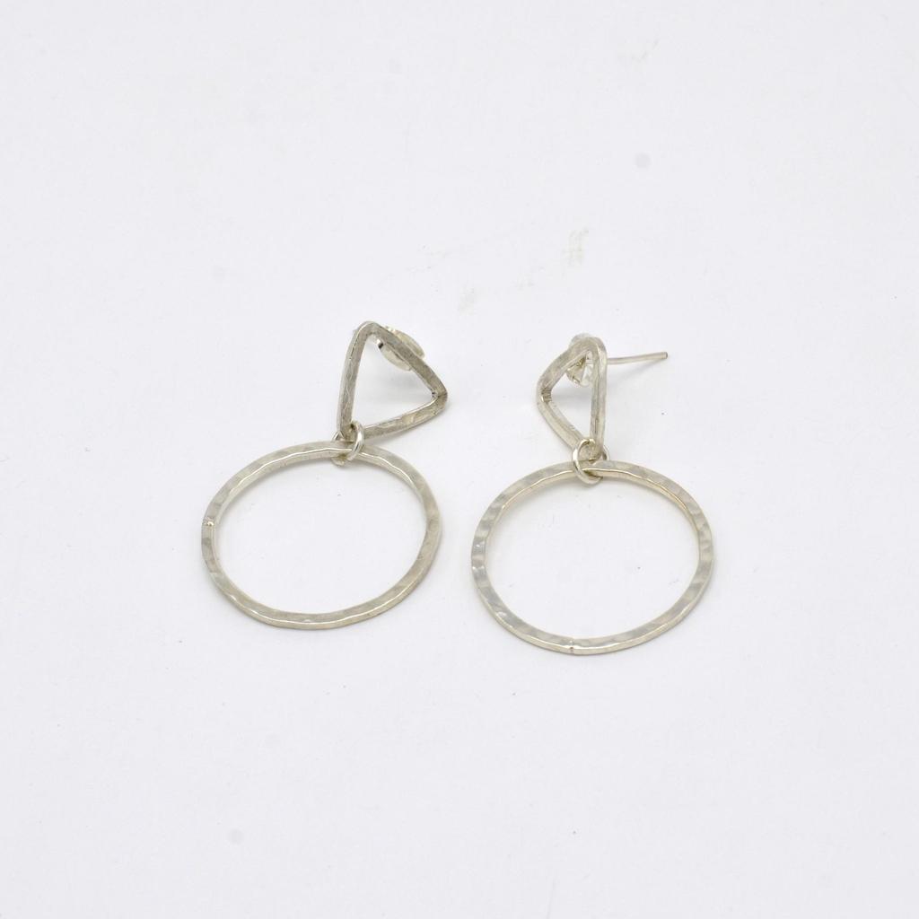 Серьги-гвоздики из серебра 925 пробы, женские украшения, серьги из стерлингового серебра с геометрическими коваными открытыми кругами