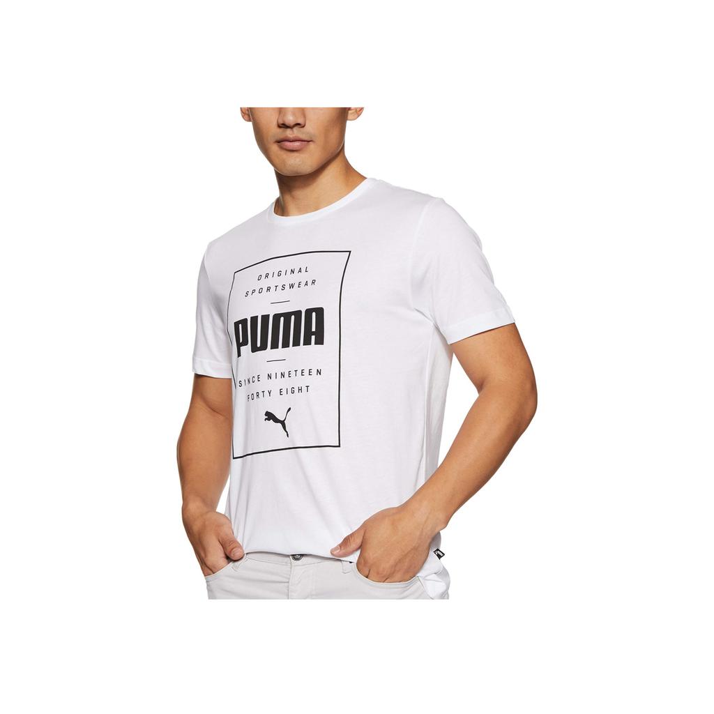 Puma Casual Sports Letter Print Round Neck Breathable Short Sleeve T-Shirt Men Tops White 844612-02