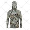 HUK Outdoor Fishing Hooded Mask Long Sleeve Shirt Lightweight UV Protection Anglers
