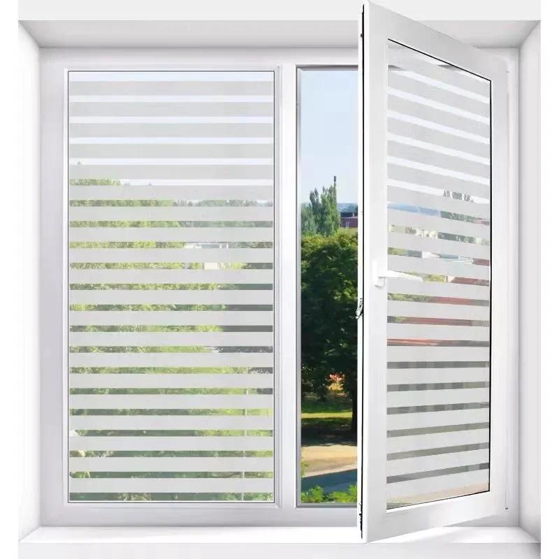 Horizontal Stripe Office Bathroom Decorative Film Electrostatic Adhesive-free Glass Decorative Window Film Wall Sticker