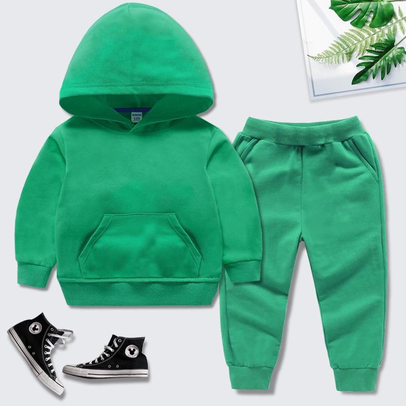 Детский хлопковый худи и штаны - комплект из двух предметов для мальчиков и девочек - весенне-осенняя спортивная одежда