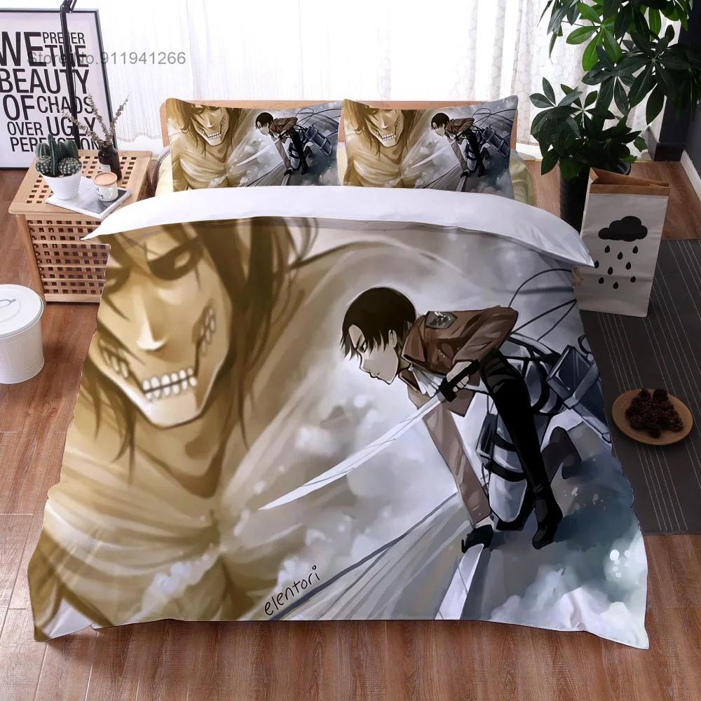2024 3D Print Anime Attack On Titan Boys Duvet Cover Pillowcase Wings of Liberty Children Bedding Set Single Full Size