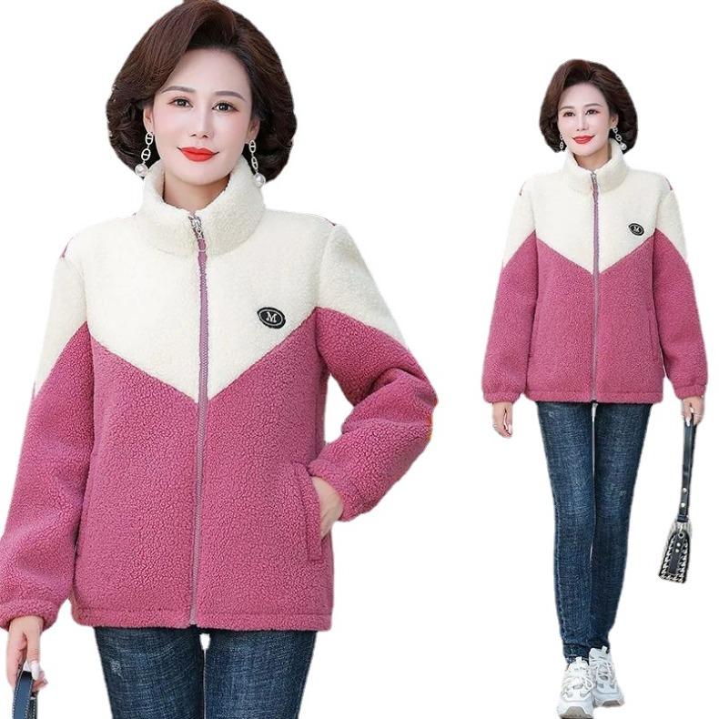 Теплое пальто из утолщенной овечьей шерсти для женщин среднего и пожилого возраста осенью и зимой