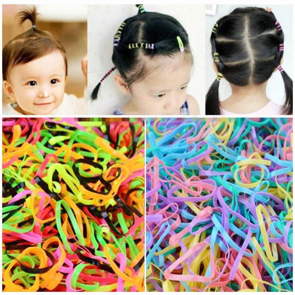 400pcs Elastic Girl Baby Rubber Hair Band Plaits Ponytail Holder Hair Rope Tie