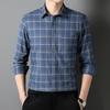 100% Cotton Flannel Men Leisure Shirts Business Long Sleeve Spring Autumn Casual Male Plaid Shirt with Pocket Regular Fit