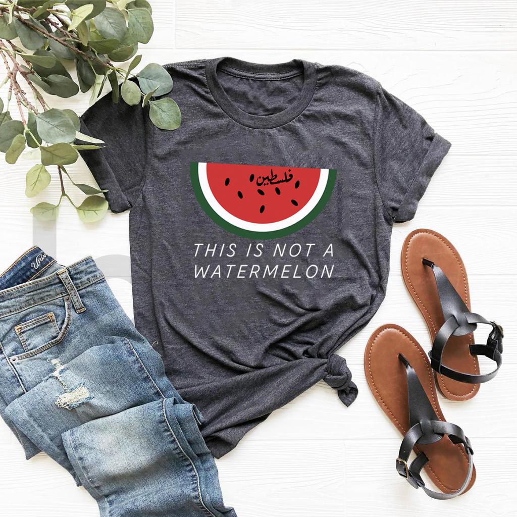This Is Not A Watermelon T-Shirt Funny Watermelon Tshirts Women Short Sleeve Graphic T Shirts Peace and Love Tee Streetwear Tops
