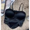 2025 Women Sexy Crop Top Solid Spring Summer New Pleated Satin Tanks Top With Bra Pad Beach Camis Spaghetti Backless Casual Top