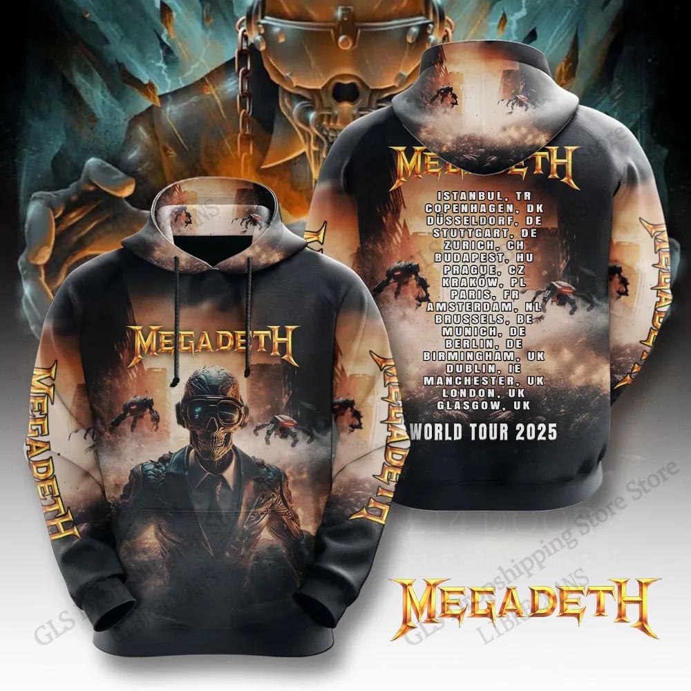 Винтажные толстовки с 3D-принтом Megadeth для мужчин и женщин, модная толстовка для подростков, унисекс, женская одежда, оверсайз