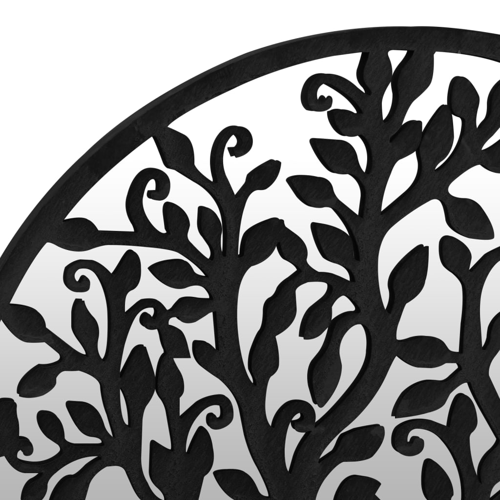 Black Round Mirror 40 x 2.5 cm Iron for Indoor Use