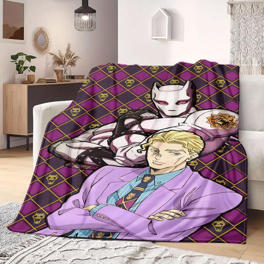 Фланелевое одеяло JOJO Аниме Теплое, Удобное, Подходит для Спален, Диванов, Кроватей, Стульев, Пикников, Путешествий
