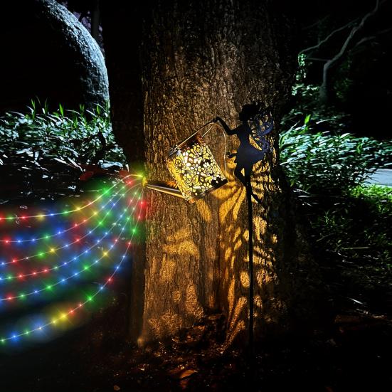 Солнечный фонарь-лейка Металлическая лейка Гирлянда Ретро Полый Светодиодный Солнечный Фонарь для Украшения Сада, Патио, Двора, Садовой Дорожки