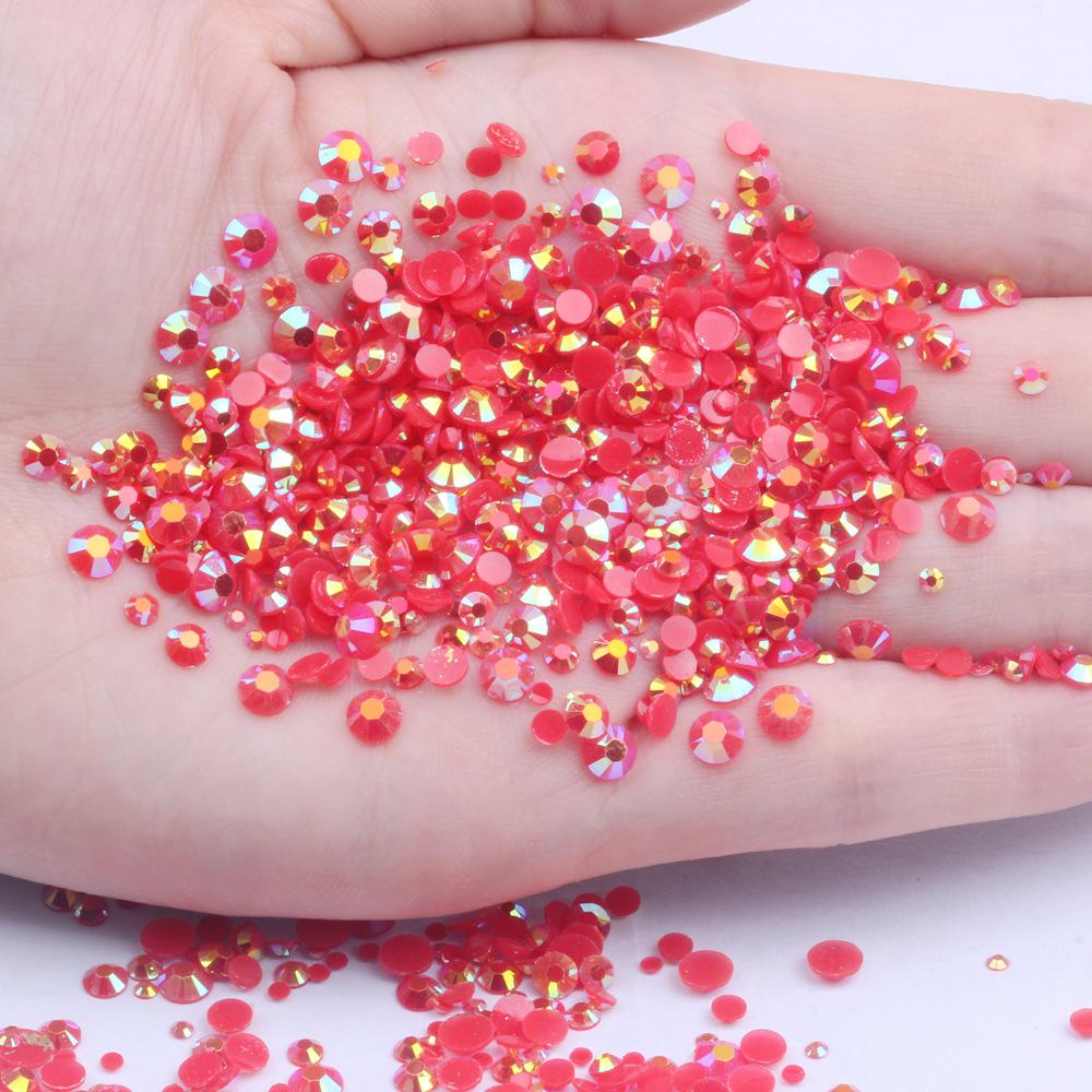 Multi-Color AB Jelly Resin Rhinestones, 2-6mm, 1000 Pcs, Flat Back for Nail Art