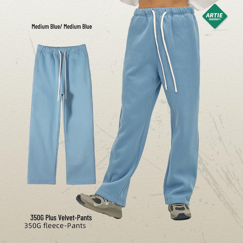 2024 Autumn/Winter Men's Thick 350g Velvet Straight-Leg Loose Casual Sports Trousers