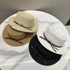 2025 Simple Straw Summer Women Beach Hat Female Casual Panama Hat Lady Brand Women Flat Brim Bowknot Straw Cap Girls Sun Hat