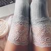 Women Knitting Lace Cotton Over Knee Thigh Stockings High Socks Pantyhose Tights