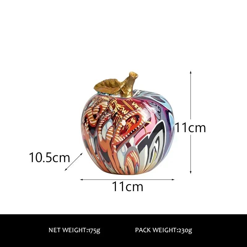 Graffiti Apple Figurines Modern Decor Living Room Decoration Resin Art Crafts Colorful Fruit Statues for Cabinet Door Entrance