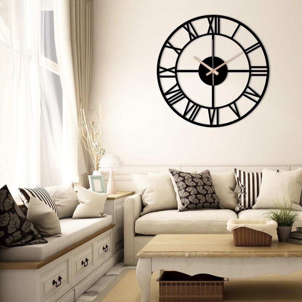 Clock for Home and Hall, Living Room, Bedroom, Office, Antique Big Size Modern Wall Watch for Home Decor ( 50 Cm), Black