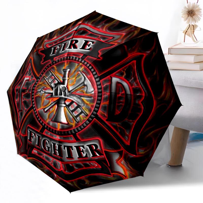Firefighter Courage and Honor Outdoor Automatic Umbrella Retractable Design with 8-Rib Durability Lightweight Perfect Gift for Friends Family