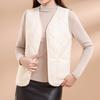 Women Winter Waistcoat V-Neck Collar Sleeveless Single Breasted Vest Coat with Pockets Solid Color Thickened Velvet Lining Vest Coat