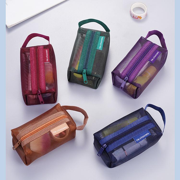 Simple Three-dimensional Square Nylon Mesh Coin Purse Portable Pouch Large Capacity Key Lipstick Earphone Organizer Card Bag