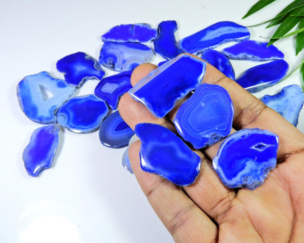 737Cts. Окрашенный срез друзи агат плоский драгоценный камень кабошон лот 24 шт GN-02