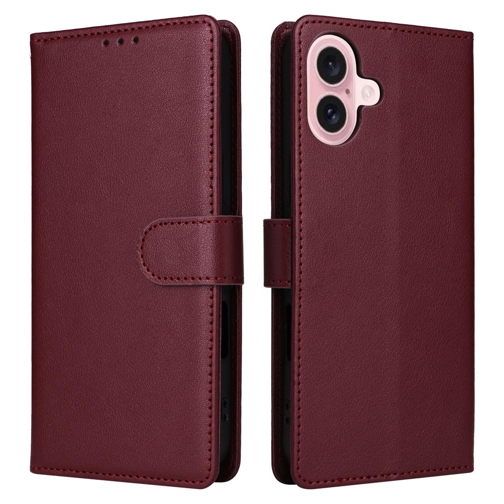 For iPhone 17 Case Wallet Stand View PU Leather Phone Cover with Wrist Strap