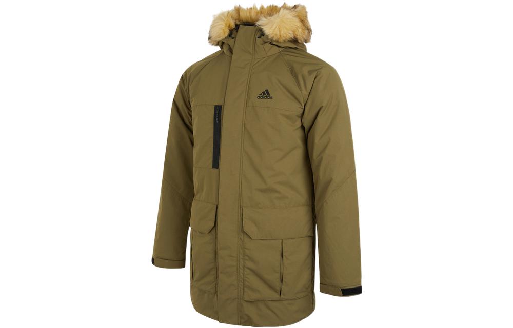 adidas Мужские пуховики Зеленые С капюшоном Умеренные Другие H20765