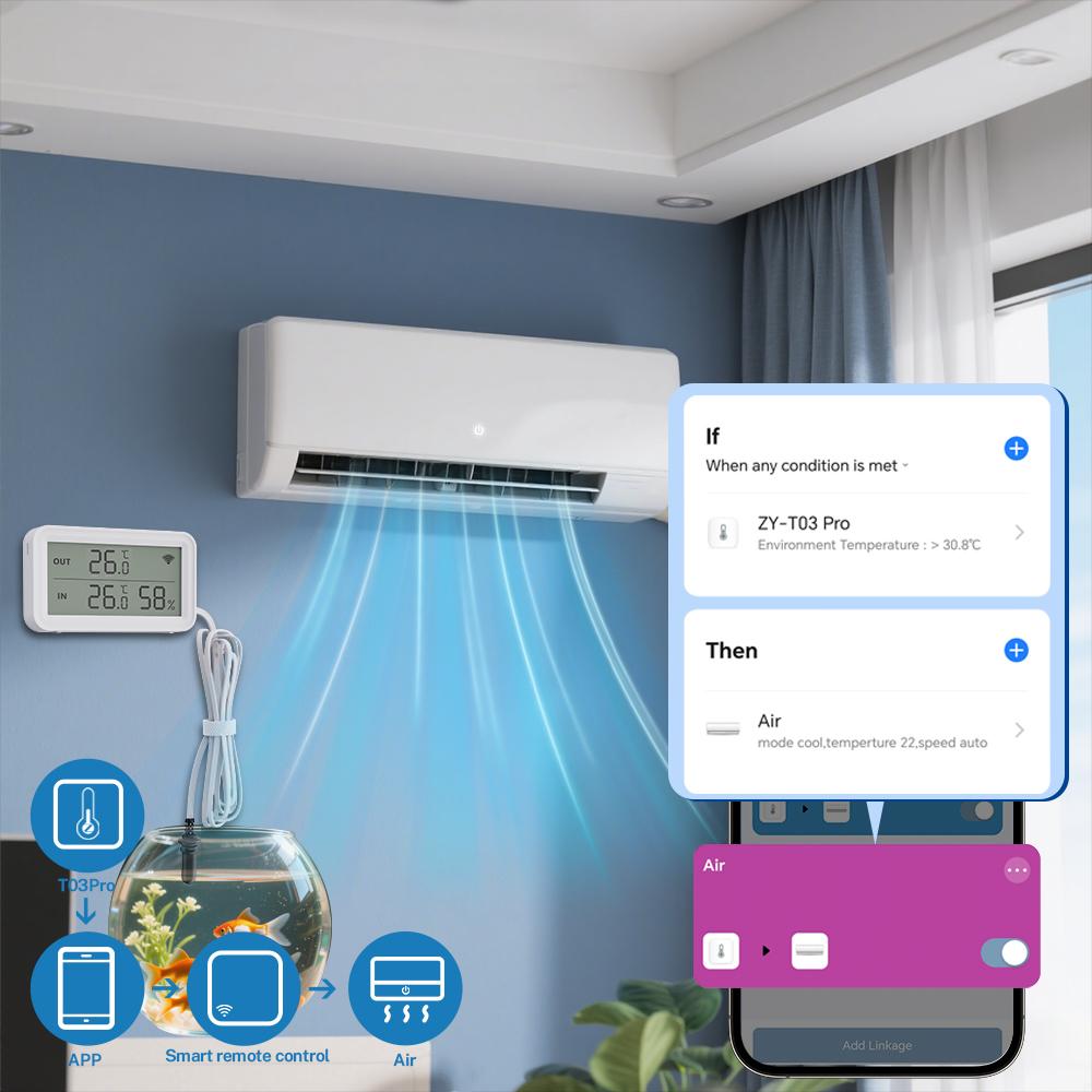 Tuya WiFi Zigbee Датчик температуры и влажности с выносным зондом Удаленное управление через приложение Работает с Yandex SmartLife Alexa