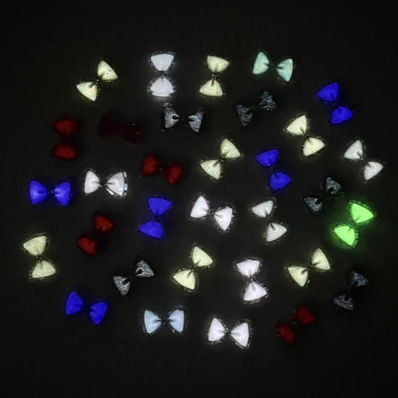 30 шт./пакет Светящиеся Супер Вспышка 3D Бант Ювелирные Изделия для Нейл-Арта Милый Бант Украшение для Ногтей Дизайн Сделай Сам Смола Аксессуары для Нейл-Арта