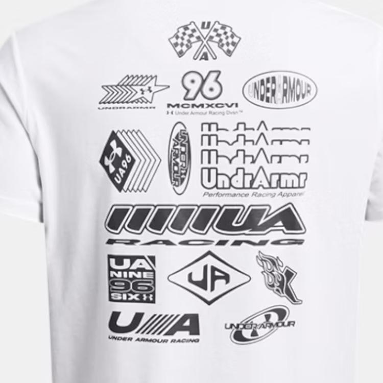 Under Armour UA Launch Crew Neck Printed Short Sleeve T Shirt Men Tops White 1383233-100