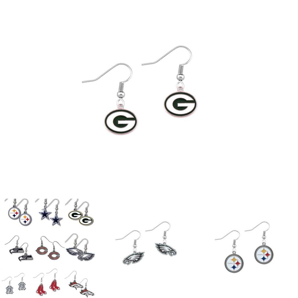 Серьги-подвески Chiefs Heart из сплава с блестящим дизайном для спортивных украшений