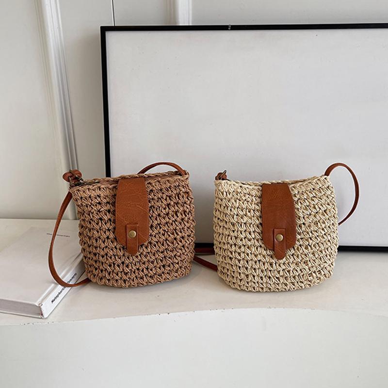 Повседневные плетеные соломенные пляжные сумки женские сумки летняя соломенная сумка через плечо