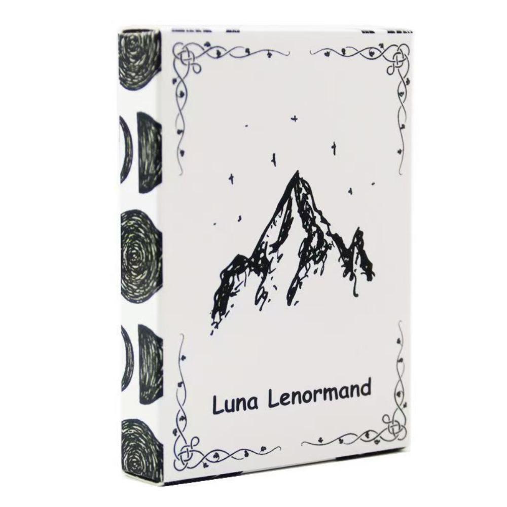 9*6cm Luna Lenormand Deck - 36 Minimalist Black and White Oracle Cards Hand-Drawn Sketch Style