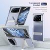 KEYSION Прозрачный чехол для Xiaomi MIX Fold 4 Hard PC Metal Kickstand Противоударный чехол для телефона с защитным стеклом для экрана