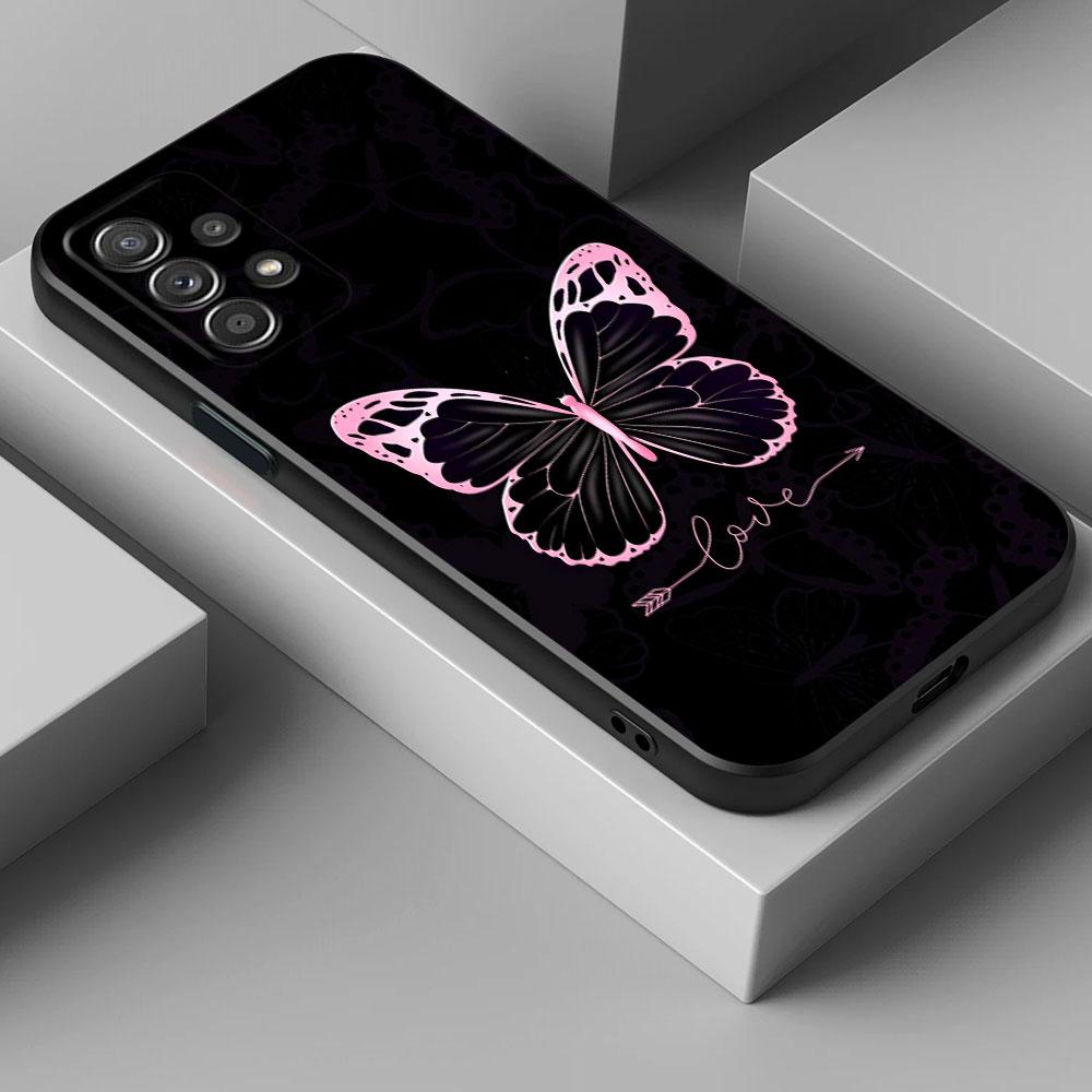 Butterfly Love Black For Samsung Galaxy A55 Case A54 A52S A53 5G A51 A34 A35 A33 A32 A50 A72 A71 A30 A7 A9 2018 Case Soft Cover