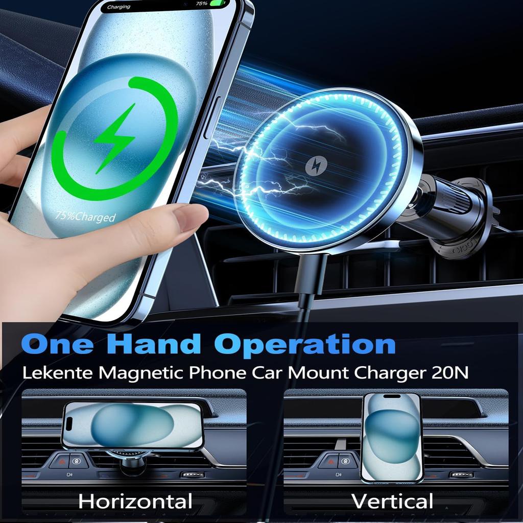 Magnetic Wireless Car Phone Charger Adapter 15W Air Vent Car Phone Holder for iPhone 16 15 14 13 Pro Max Plus 12
