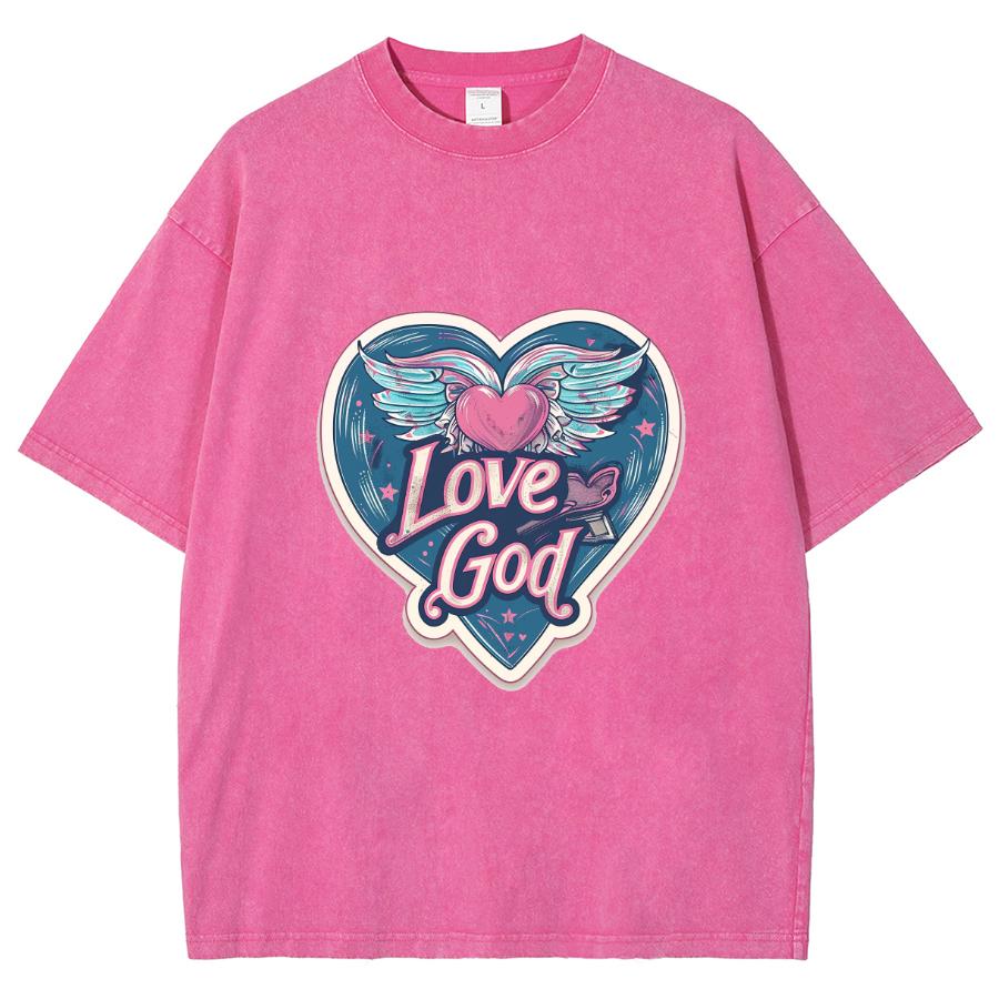 Женская футболка Y2K Girly Love God Alphabet Heart Print, свободный топ высокого качества с коротким рукавом большого размера